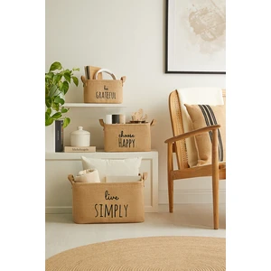 Ocean Home Textile 3'lü Set Jüt, Dolap İçi Çamaşır Çocuk Odası Oyuncak Düzenleyici Katlanır Saklama Sepeti Organizer