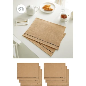 Ocean Home Textile 6 Adet Jüt Dream Baskılı Sofra Sunum Tabak Altlığı Supla Amerikan Servisi 45x35 cm