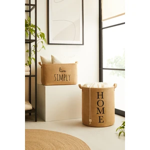 Ocean Home Textile 2'li Set Jüt Katlanır Kirli Çamaşır Dolap İçi Çocuk Odası Oyuncak Düzenleyici Saklama Sepeti