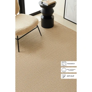 Ocean Home Textile Yıkanabilir Jüt Görünümlü Ekru Naturel Renk Hasır Desenli Halı Kilim 160 x 230 cm