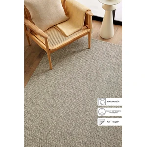 Ocean Home Textile Yıkanabilir Jüt Görünümlü Gri Renk Hasır Desenli Halı Kilim 120 x 180 cm