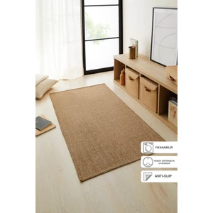 Ocean Home Textile Yıkanabilir Jüt Görünümlü Naturel Renk Balıksırtı Halı Kilim 80 x 150 cm