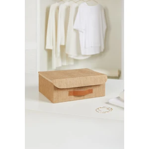 Ocean Home Textile Jüt Kapaklı Dolap Çekmece İçi Takı Çamaşır Katlanır Saklama Kutusu Sepet 30x23x11 cm
