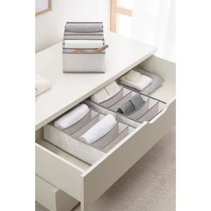 Ocean Home Textile 3 Adet 7 Bölmeli Gri Çizgili Dolap Çekmece İçi Akordiyon Katlanır Çamaşır Düzenleyici Organizer