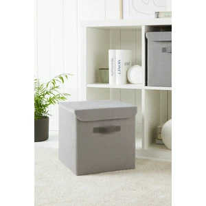 Ocean Home Textile Gri Jüt Kapaklı Dolap İçi Çamaşır Oyuncak Düzenleyici Katlanır Saklama Kutusu 30x30x30 cm