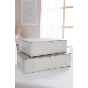 Ocean Home Textile 2'li Stuff&Things Gri Baza Altı Yastık Yorgan Kazak Hurcu, Hurç