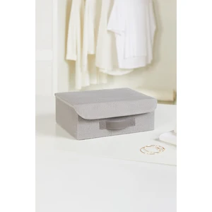 Ocean Home Textile Gri Jüt Kapaklı Dolap Çekmece İçi Takı Çamaşır Katlanır Saklama Kutusu Sepet 30x23x11 cm
