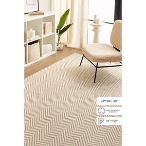 Ocean Home Textile Ekru Renk Balıksırtı Jüt Halı Kilim 120 x 180 cm