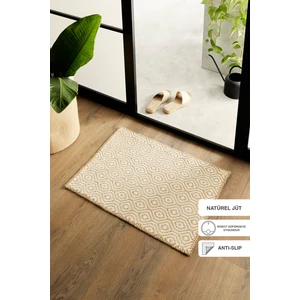 Ocean Home Textile Ekru Renk Karo Desenli Jüt Paspas 50 x 70 cm