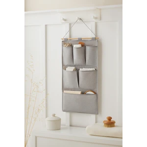 Ocean Home Textile Gri 6 Cepli Çok Amaçlı Askılı Duvar Tipi Dolap İçi Banyo Mutfak Düzenleyici Organizer 35x65 cm