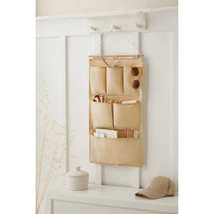Ocean Home Textile Bej 6 Cepli Çok Amaçlı Askılı Duvar Tipi Dolap İçi Banyo Mutfak Düzenleyici Organizer 35x65 cm