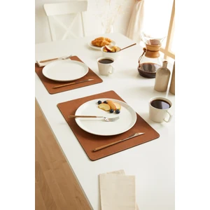 Ocean Home Textile 2 Adet Taba Deri Sofra Sunum Tabak Altlığı Supla Amerikan Servisi 40x30 cm