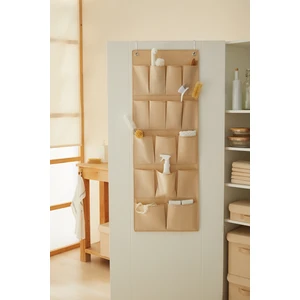 Ocean Home Textile Bej 16 Cepli Çok Amaçlı Askılı Dolap İçi Banyo Mutfak Düzenleyici Terlik Organizer 45x125 cm