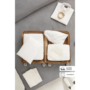 Ocean Home Textile 4'lü Yıkanabilir Beyaz Paraşüt Kumaş Valiz Düzenleyici Bavul İçi Organizer Set