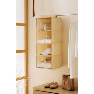 Ocean Home Textile 4 Katlı Bej Balıksırtı Askılı Dolap İçi Katlanır Düzenleyici Organizer