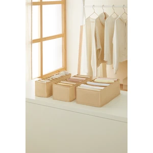 Ocean Home Textile 3'lü Set Bej Dolap Çekmece İçi Akordiyon Tipi Katlanır Çamaşır Düzenleyici Organizer