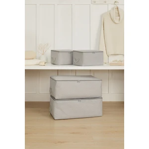Ocean Home Textile 4'lü Gri Balıksırtı Baza Altı Kazak Pike Battaniye Hurcu, Hurç