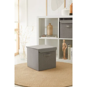 Ocean Home Textile Antrasit Dokulu Kapaklı Dolap İçi Çamaşır Oyuncak Düzenleyici Katlanır Saklama Kutusu 30x30x30 cm