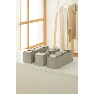 Ocean Home Textile 3 Adet 10 Bölmeli Gri Dolap Çekmece İçi Akordiyon Tipi Katlanır Çamaşır Düzenleyici Organizer