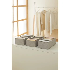 Ocean Home Textile 3 Adet 7 Bölmeli Gri Dolap Çekmece İçi Akordiyon Tipi Katlanır Çamaşır Düzenleyici Organizer