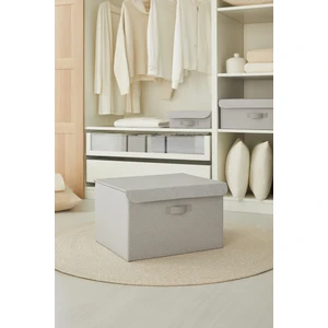Ocean Home Textile Gri Kapaklı Dolap İçi Çamaşır Oyuncak Düzenleyici Katlanır Saklama Kutusu Hurç 48x40x30 cm
