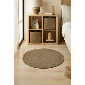 Ocean Home Textile Siyah Kırçıllı Jüt Halı Kilim 80 cm çap