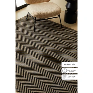 Ocean Home Textile Siyah Renk Balıksırtı Jüt Halı Kilim 200 x 290 cm