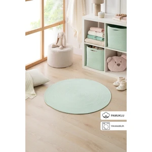 Ocean Home Textile Yıkanabilir Mint Kırçıllı Pamuklu Halı Kilim 80 cm çap
