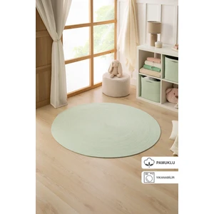 Ocean Home Textile Yıkanabilir Mint Kırçıllı Pamuklu Halı Kilim 120 cm çap