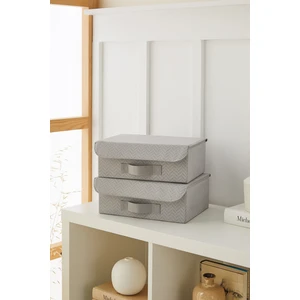 Ocean Home Textile 2 Adet Gri Kapaklı Dolap Çekmece İçi Takı Çamaşır Katlanır Saklama Kutusu Organizer 30x23x11 cm
