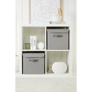 Ocean Home Textile 2 Adet Gri Jüt Kapaklı Dolap Çamaşır Oyuncak Düzenleyici Katlanır Saklama Kutusu Organizer 30x30x30 cm
