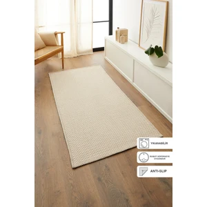 Ocean Home Textile Yıkanabilir Jüt Görünümlü Krem Renk Hasır Desenli Halı Kilim 80x150 cm