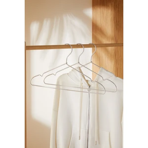 Ocean Home Textile 3 Adet Gümüş Metal Elbise Kıyafet Askısı, Giysi Askısı  22x41x0.4 cm