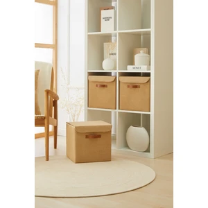 Ocean Home Textile 3 Adet Jüt Kapaklı Dolap İçi Çamaşır Oyuncak Düzenleyici Katlanır Saklama Kutusu Organizer 30x30x30 cm