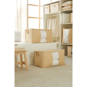 Ocean Home Textile 2 Adet Mega Boy Pencereli Bej Balıksırtı Yastık Yorgan Kazak Hurcu, Hurç 75x40x40 cm