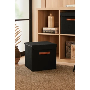 Ocean Home Textile Siyah Jüt Kapaklı Dolap İçi Çamaşır Oyuncak Düzenleyici Katlanır Saklama Kutusu 30x30x30 cm