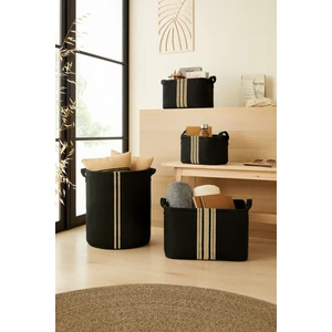 Ocean Home Textile 4'lü Set Siyah Jüt Dolap İçi Çamaşır Çocuk Odası Oyuncak Düzenleyici Katlanır Saklama Sepeti