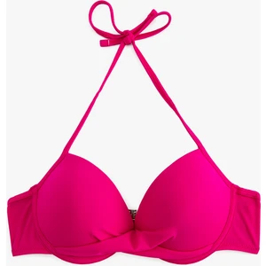 Balenli Bikini Üstü Dolgulu Push Up Drape Detaylı Boyundan Bağlamalı