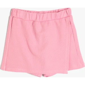 Basic Mini Şort Etek Kruvaze Beli Lastikli Pamuklu