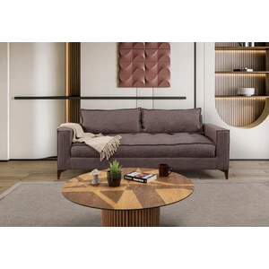 Perla Sofa Cosmo Keten Üçlü Koltuk Kahve