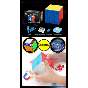 Moyu Meilong 7x7 Magnetic Cube 7m V2 - Mıknatıslı Standlı Tornavidalı Stickersız Zeka Rübik Küp