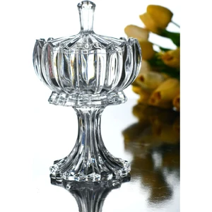 İnova Home Decor Kristal Desen Yüksek Ayaklı  Kapaklı Şekerlik