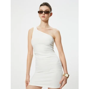 Tek Omuz Elbise Mini Slim Fit