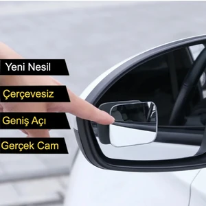 Kör Nokta Aynası Kare Çerçevesiz Gerçek Cam Ultra Ince 360 Derece