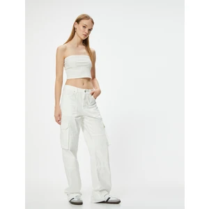 Kargo Kot Pantolon Düz Bol Paça Standart Bel - Eve Straight Jeans
