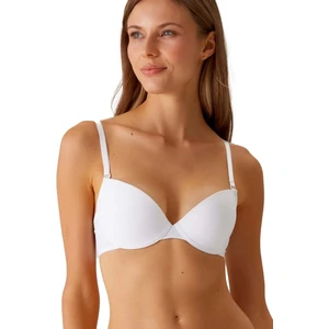 Pierre Cardin 2'li Ekonomik Paket Beyaz 6812 Como Balenli Soft Push Up Micro Dekolteli T-Shirt Sütyen Set