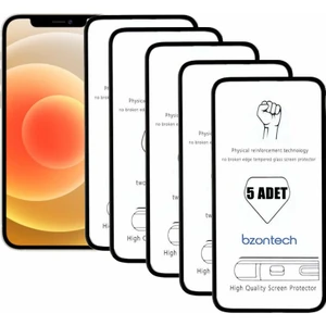 iPhone 12 ile Uyumlu Ekran Koruyucu Tam Kaplayan 5li Set