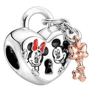 Asaf Accessory Disney Mickey Mouse ve Minnie Kilit Charm