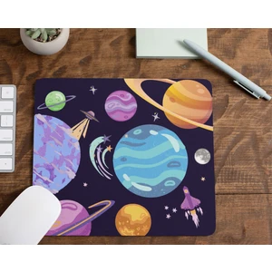 Gezegen Uzay Temalı Hediyelik  ve Günlük Kullanıma Uygun Dikdörtgen Şeklinde Baskılı Mouse Pad