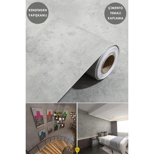 Kendinden Yapışkanlı 60CM×100CM Gri Çimento Desen Mutfak Dolap Masa Kaplama Duvar Kağıdı